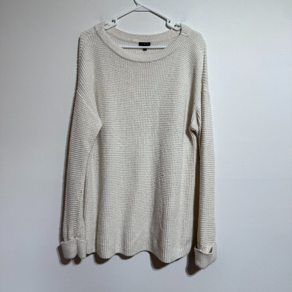 Talbots Cream Colored Waffle Knit Oversized Sweater, Large